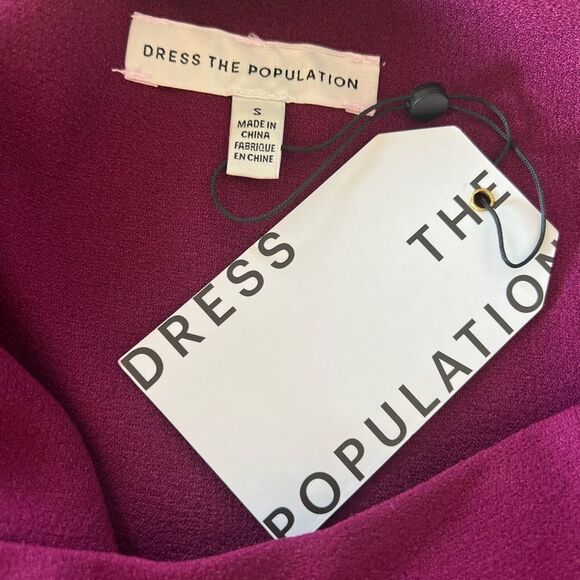 Dress the Population Tiffany One Shoulder Midi Dress, Dark Magenta, Small, NWT‎ - Picture 8 of 9